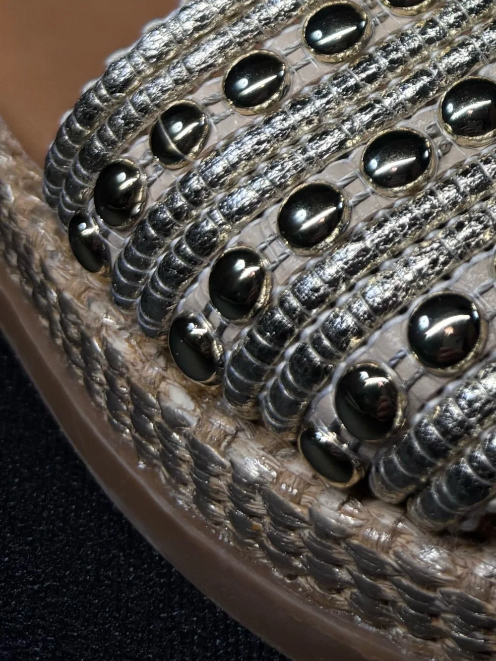 Steve Madden Boardwalk Studded Espadrille Platform Slide Sandals 8.5